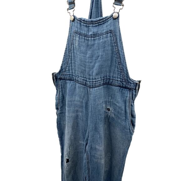 Free People chambray distressed overalls - Picture 5 of 6